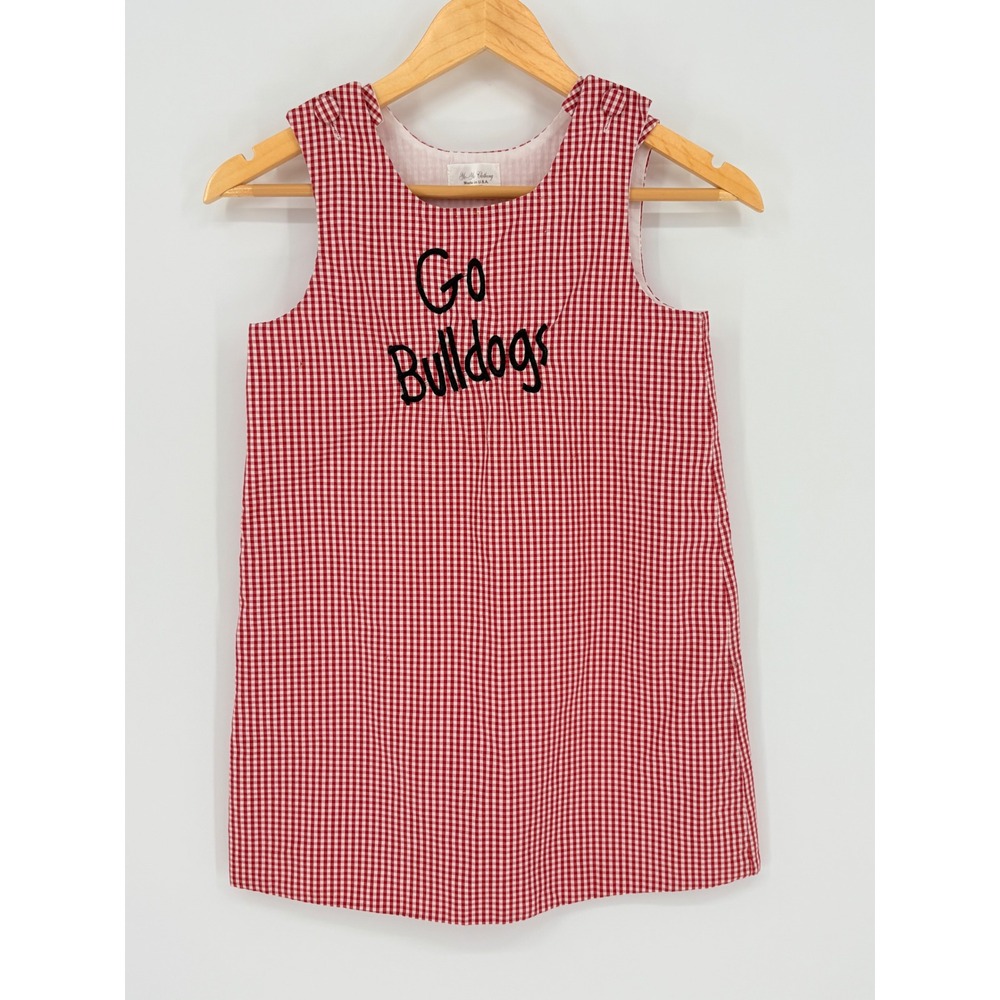 Yo-Yo Clothing Georgia Bulldogs Gingham Jumper‎ Girls 6X Red Embroidered Checked